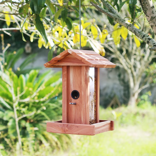 Weatherproof Wooden with Alloy Station Pole Bird Feeder