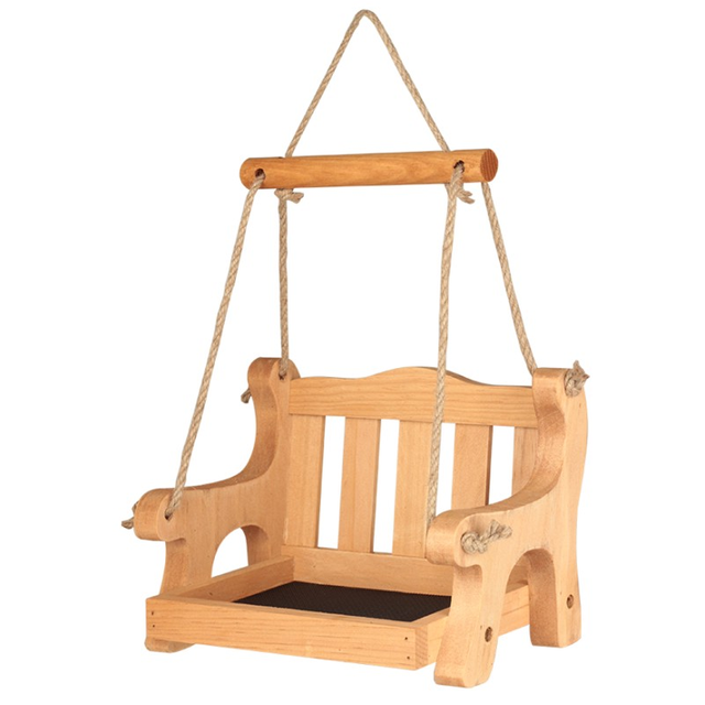 Outdoors Hanging Wooden Swing Chair Seat Wild Bird Feeder