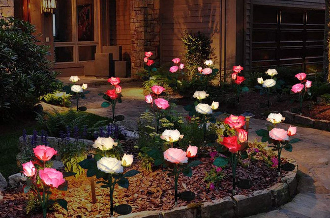 Solar Garden Lights with Rose Flowers-07