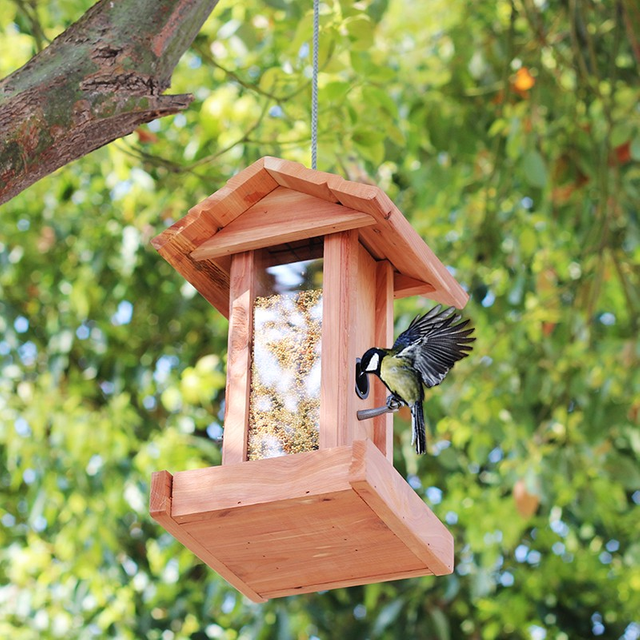 Weatherproof Wooden with Alloy Station Pole Bird Feeder