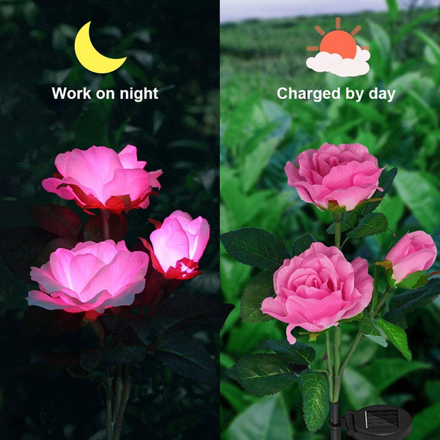 Solar Garden Lights with Rose Flowers GT