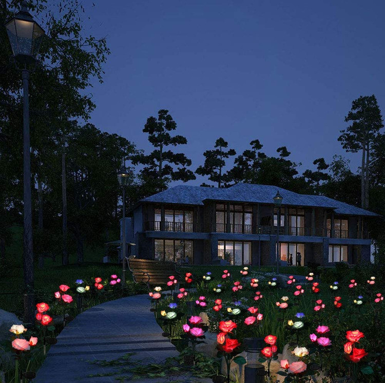 Solar Garden Lights with Rose Flowers-08