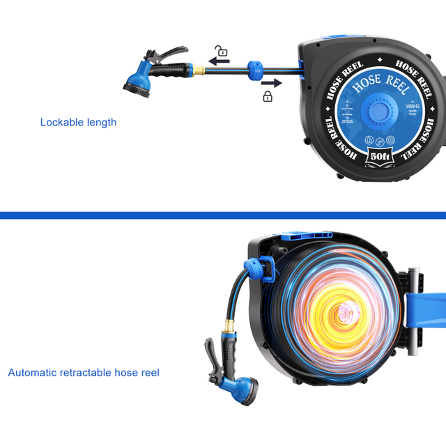 Automatic Retractable Wall-mounted Hose Reel for Home Gardens