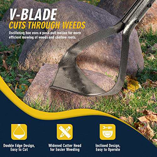 Hoe Garden Tool Heavy Duty Triangle 52.7" Manual Weeder with Long Handle