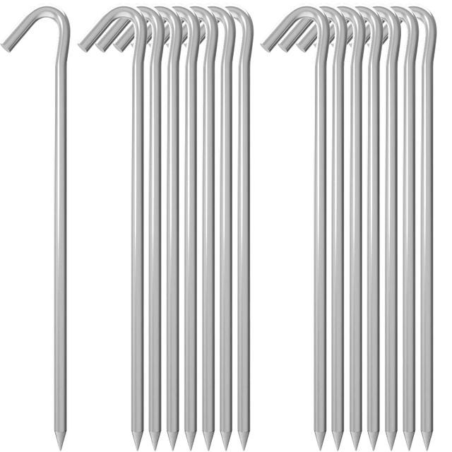 9" Heavy Duty Tent Stakes Metal Ground Stakes Galvanized Steel Pegs