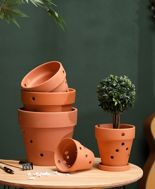 4" 5" 6" Small Clay with Air Circulation Holes Planter Flower Pot