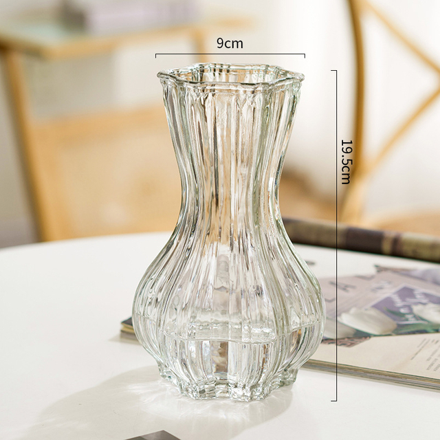 Spot Wholesale Net Red Glass Vase Transparent Hydroponic Flower Bottle Dry Flower Vase Table Decoration