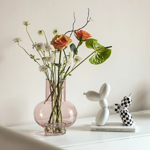 Modern Simple pink Medieval Transparent Glass Vase Advanced Hydroponic Vase Nordic Vase