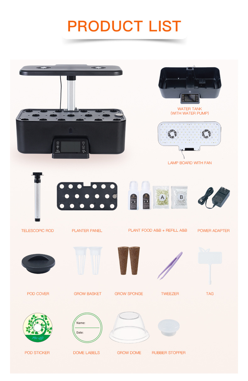 Hydroponics Growing System Kit Indoor Herb Garden with Grow Light 12 Pods (1)