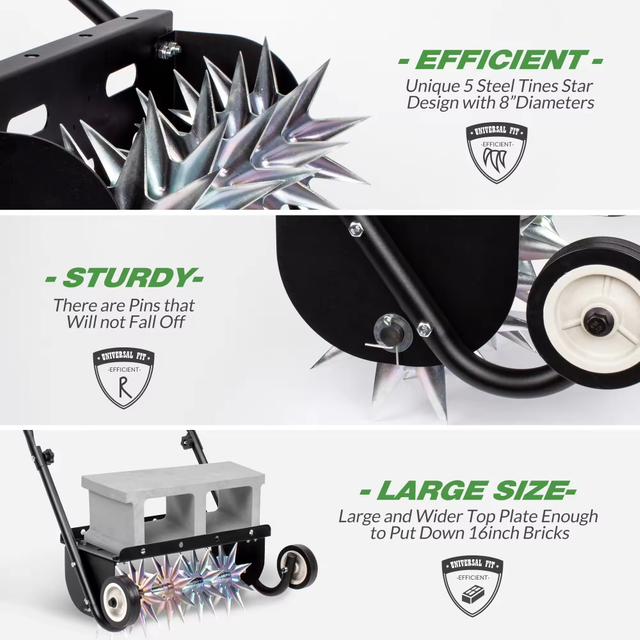 18-Inch Push Spike Aerator Heavy Duty Rolling Lawn Aerator