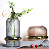 Retro Green with Gold Trim Glass Vase Furniture Decoration Household Flower Vase