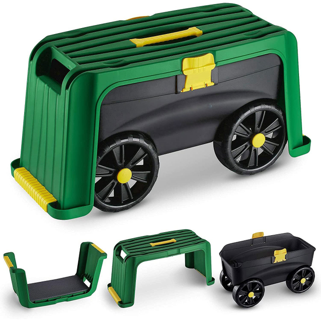 4-in-1 Multi-Use Tool Storage Padded Kneeler Garden Rolling Scooter