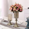 Decoration Glass Vase Home Decor Classical European Bronze Crystal Table Metal Flower Rose Vase for Home Weddings