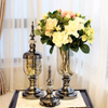 Decorative Artificial Flower Plant Vase Home Decor European Style Gold Decoration Glass Crystal Vase for Flowers