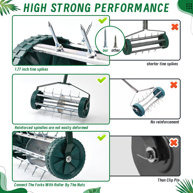 18-Inch Spike Rolling Lawn Aerator for Grass