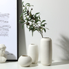 White Ceramic Ribbed Vase