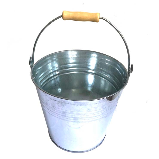 2 Gallon Heavy Duty Silver Round Galvanised Metal Pail Water Bucket