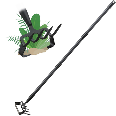 Heavy Duty Metal Weeder Scraper Garden Hoe Rake Weed Puller Hand Tool