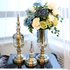 Decorative Artificial Flower Plant Vase Home Decor European Style Gold Decoration Glass Crystal Vase for Flowers