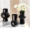 Modern Simple Black Glass Vase Medieval High Sense Household Vase Small Ornaments Vases