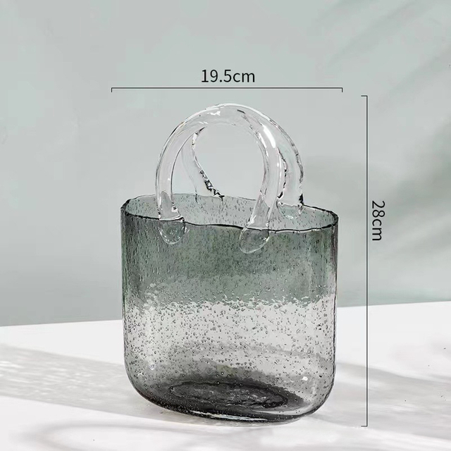 Nordic Net Red Envelope Bag Glass Vase Hand-carried Basket Decoration Creative Water Raised Flower Arrangement Decorative Vases