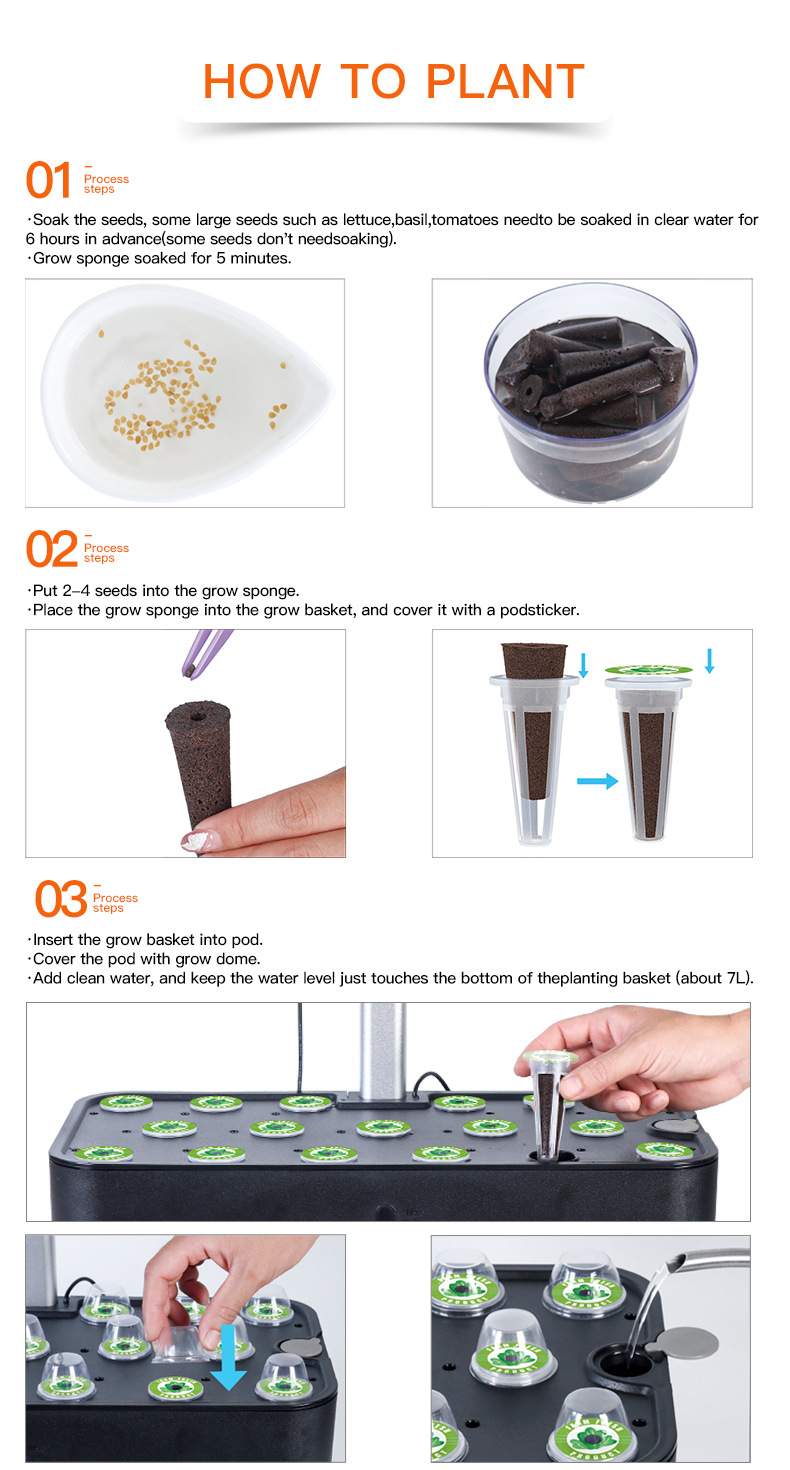 Hydroponics Growing System Kit Indoor Herb Garden with Grow Light 12 Pods (8)