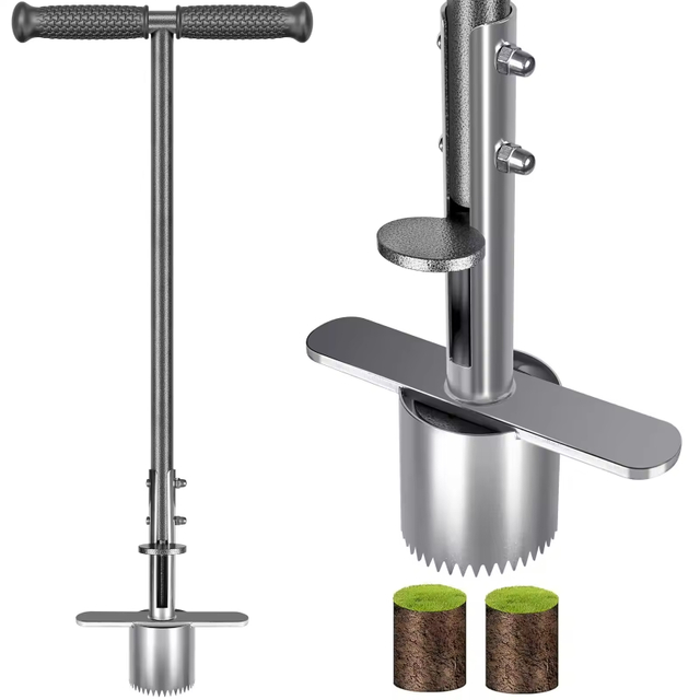Sharp Serrations Dual Pedals Turf Cutter Grass Plugger Tool