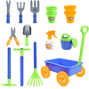 15 Pcs Kids Gardening Tools Garden Wagon & Tools Toy Set