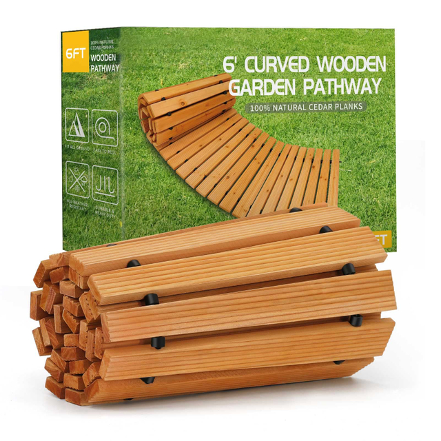 Roll Out Decorative Weather-Resistant Roll Up Wooden Garden Pathway