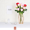 Modern Rose Gold Frame Cylinder Clear Vase Planter Flower Holder Decorations Glass Vases for Wedding Living Room