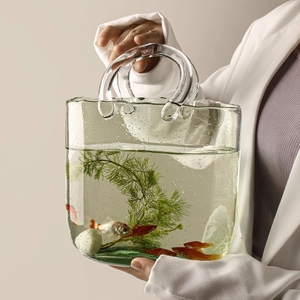 Nordic Net Red Envelope Bag Glass Vase Hand-carried Basket Decoration Creative Water Raised Flower Arrangement Decorative Vases
