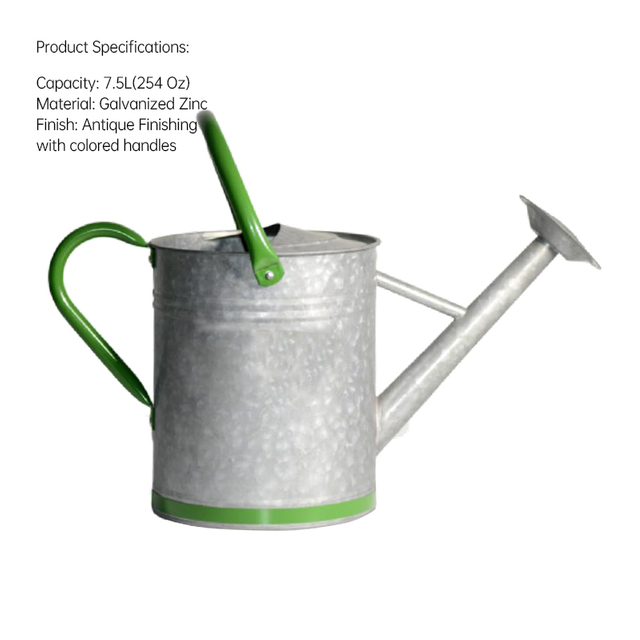 2 Gallon Galvanized Watering Can for Outdoor Indoor Plants