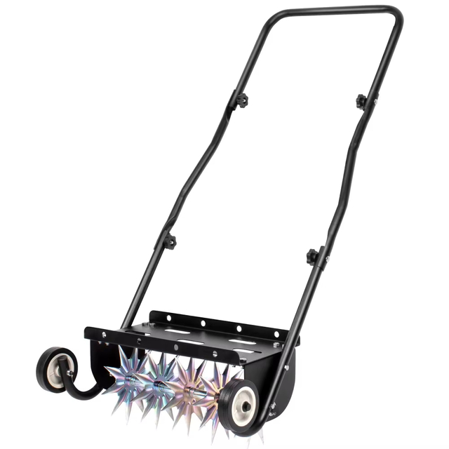 18-Inch Push Spike Aerator Heavy Duty Rolling Lawn Aerator