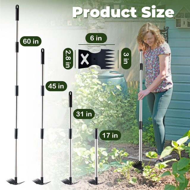 2 in 1 Hand Weed Rake and Garden Hoe Weed Puller Tool for Gardening