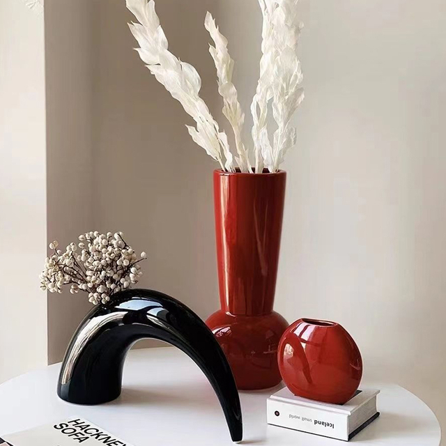 Red Vintage French-style Creative Flower Small Vase for Home Decoration Flower Vase
