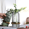 Retro Green with Gold Trim Glass Vase Furniture Decoration Household Flower Vase