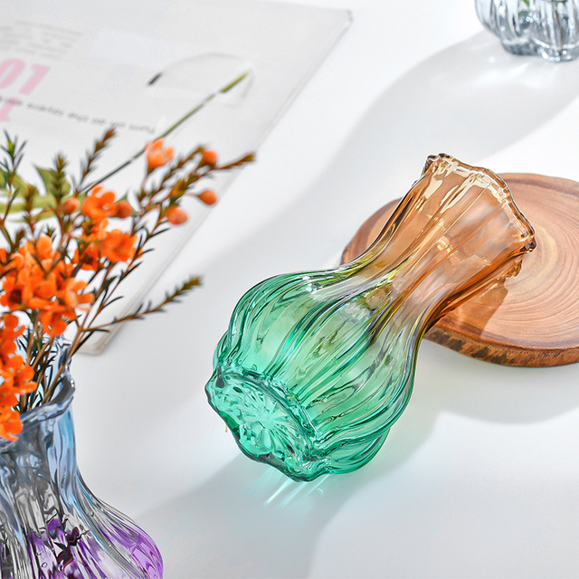 Nordic Garlic Head Glass Vase Transparent Tabletop Living Room Decoration Ornaments Ins High Appearance Level Dry Flowers Vase
