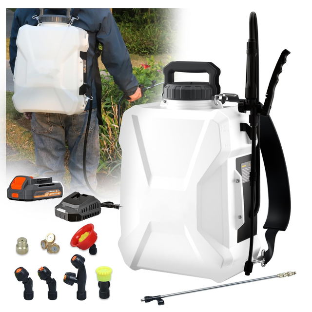 3Gallon Lawn Garden Sprayer Compatible Backpack Pump Sprayer with 20V Battery for Spraying Plants Watering Weeds Cleaning