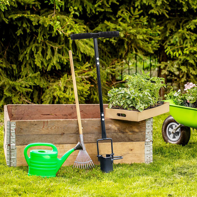 Bulb Planter Tool Long Handle Serrated Base Gardening Bulb Transplanter with Soft Grip