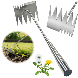 6 Teeth Dual Head Stainless Steel Hand Garden Weeding Rake