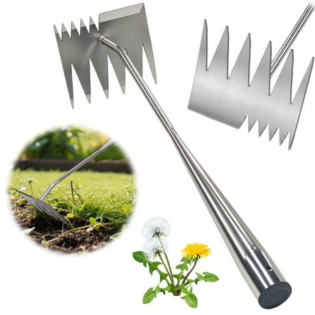 6 Teeth Dual Head Stainless Steel Hand Garden Weeding Rake