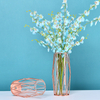 Modern Rose Gold Frame Cylinder Clear Vase Planter Flower Holder Decorations Glass Vases for Wedding Living Room