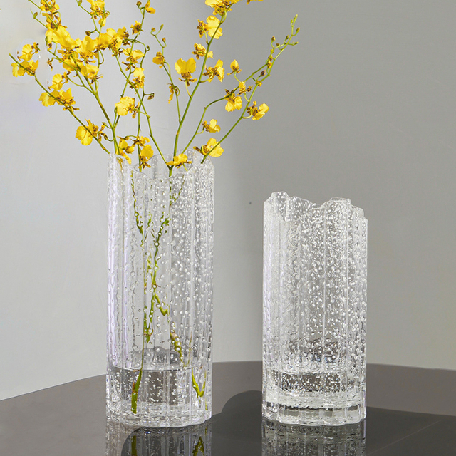 Ins Style Luminous Vase Light Luxury Creative Transparent Wave Mouth Flower Arrangement Decoration Hydroponic Water Flowers Vase