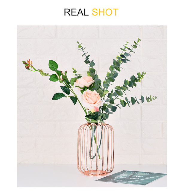 Metal glass flower vases