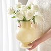 Cream Style Medieval Vase Advanced Sense Glass Light Luxury High Appearance Horizontal Flower Arrangement Decoration Vases