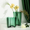 Transparent Turquoise Crystal Vase Hammer Pattern Classic Lake Flower Ware Tabletop Vase Decoration