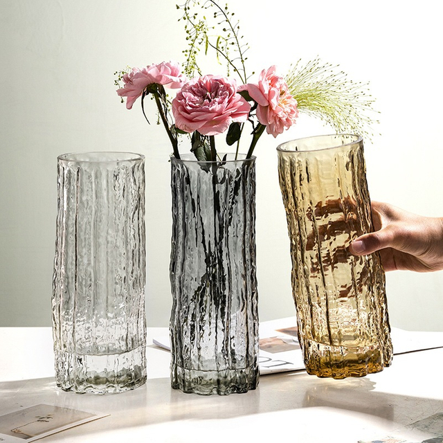 Glacier water ripple glass vase