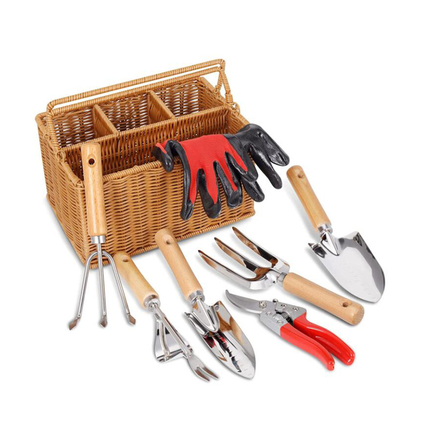 8-Piece Gardening Hand Tools with Storage Organizer Basket