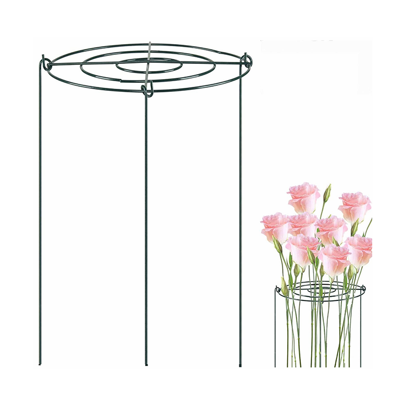 Round Metal Edge Unique Design Peony Flower Support Ring Stake Cage
