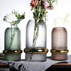 Retro Green with Gold Trim Glass Vase Furniture Decoration Household Flower Vase
